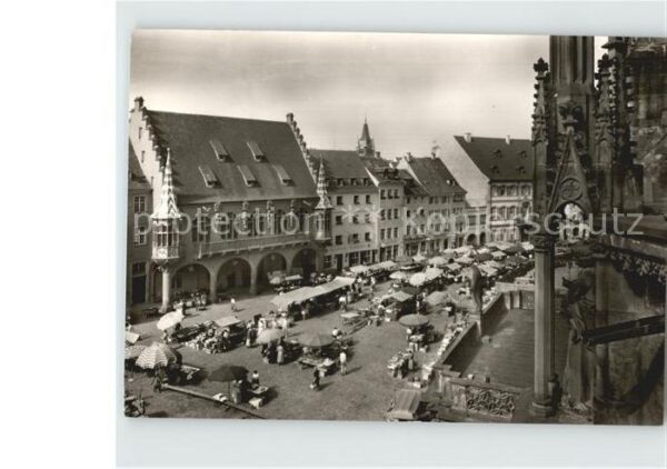 Freiburg Breisgau Blick vom Münster auf den Marktplatz un