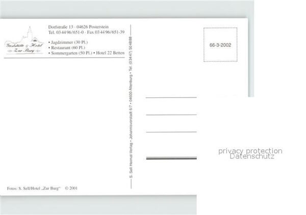 Posterstein Landhotel Zur Burg Jagtzimmer Restauran – Bild 2
