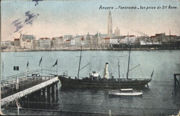 Anvers Antwerpen Panorama St. Anne Dampfschiff