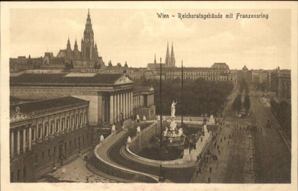Wien Reichsratsgebäude mit Franzensring Dom