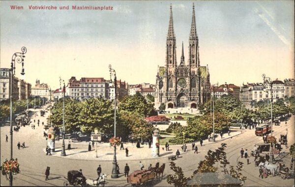 Wien Votivkirche und Maximilianplatz Strasse