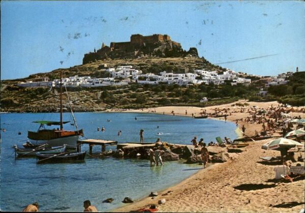 Lindos Lindo Strand Boot Lindos und seine Akropolis