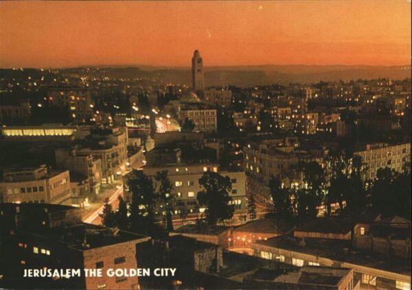 Jerusalem Yerushalayim Partial view of the golden city at nigh