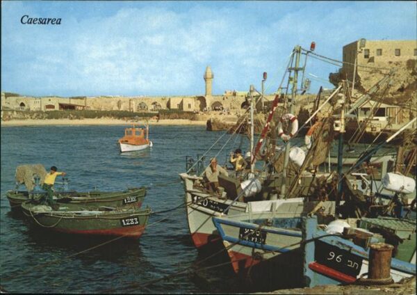Caesarea Israel Partial view fishing boats