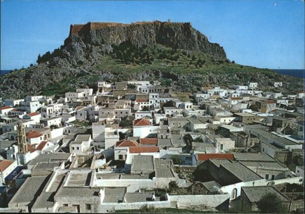 Lindos Lindo Blick zur Akropolis von Lindos Ruine