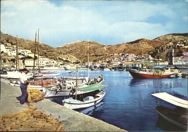 Hydra Greece Partie am Hafen Fischerboot