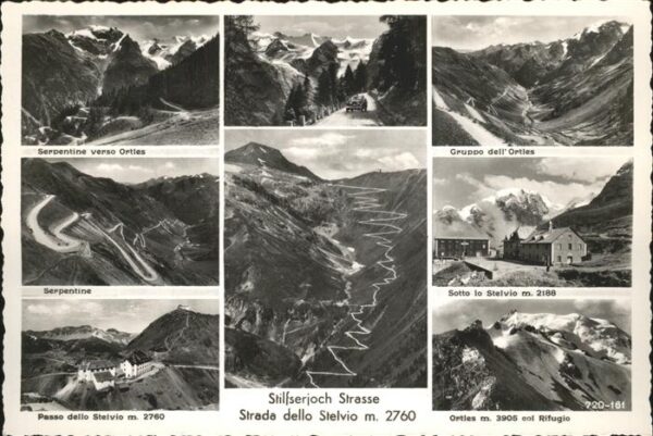 Stilfserjoch Passo dello Stelvio Panorama Ortlergruppe Pass-Strasse Berg