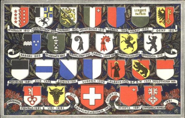 Wappenkarte Schweiz Kantone