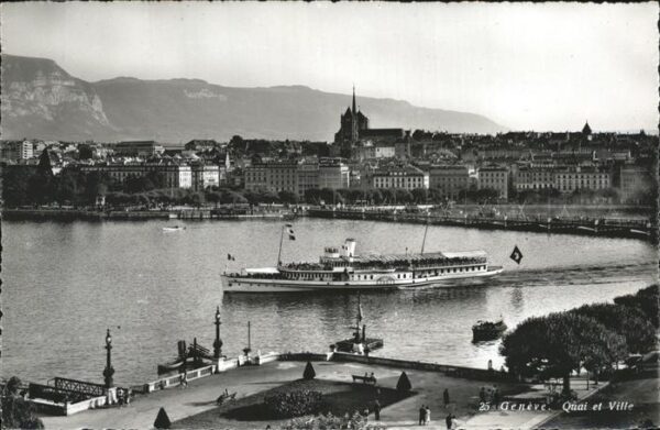 Dampfer Seitenrad Geneve Quai et Ville