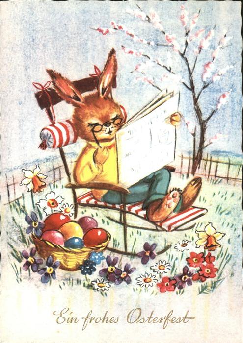 Hasen vermenschlicht Ostern Ostereier