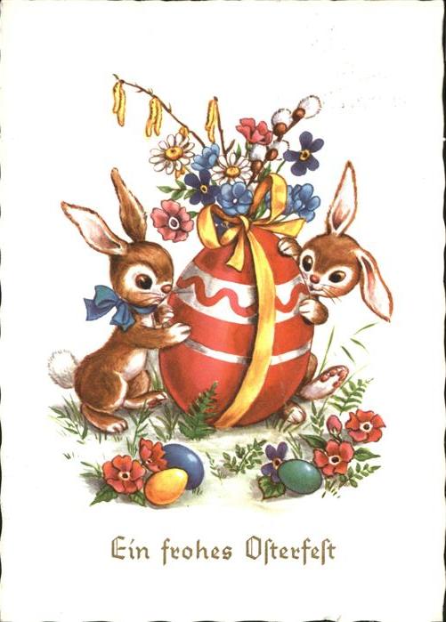 Ostern Easter Paques Hasen Ostereier Blumen