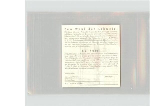 Bier Feldschlösschen Rheinfelden Schweiz Lag – Bild 2