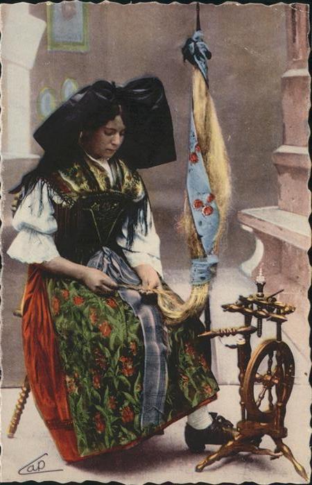 Spinnen Handwerk Tracht Alsacienne