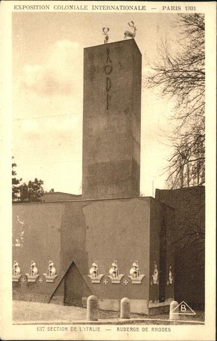 Exposition Coloniale Paris 1931 Section Litalie Auberge de Rhodes