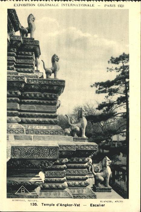Exposition Coloniale Paris 1931 Temple Angkor Vat Escalier