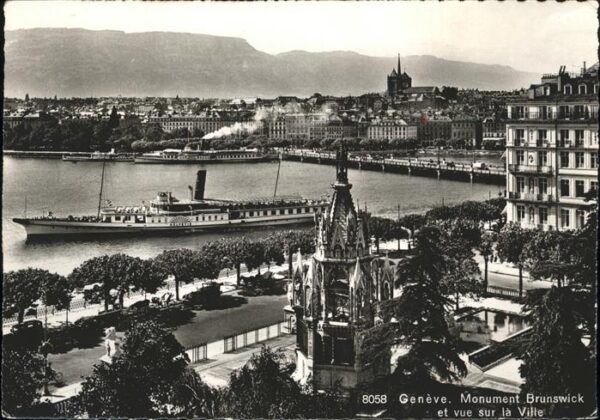 Dampfer Seitenrad Geneve Monument Brunswick Ville