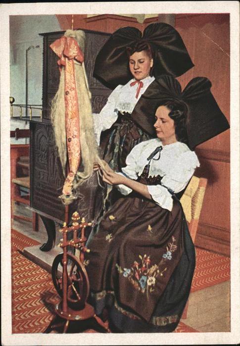 Spinnen Handwerk Tracht Costumes Alsaciens