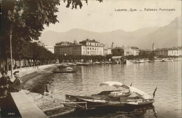 Verlag Perrochet Nr. 6849 Lugano Quai Palazzo Municipale