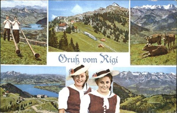 Alphorn Kühe Trachten Rigi-Staffel Kulm
