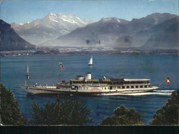 Dampfer Seitenrad Italie Dents du Midi