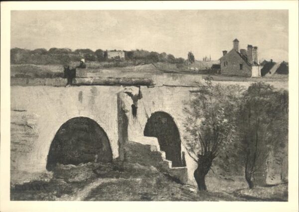 Kuenstlerkarte J.B. Camille Corot Mantes amorce du pon