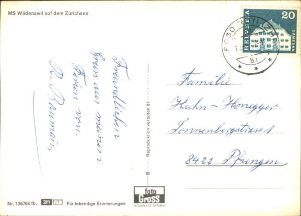 Faehre Ferry Bac Traghetto-- MS Wädenswil Zürichsee Wappen Kantone – Bild 2