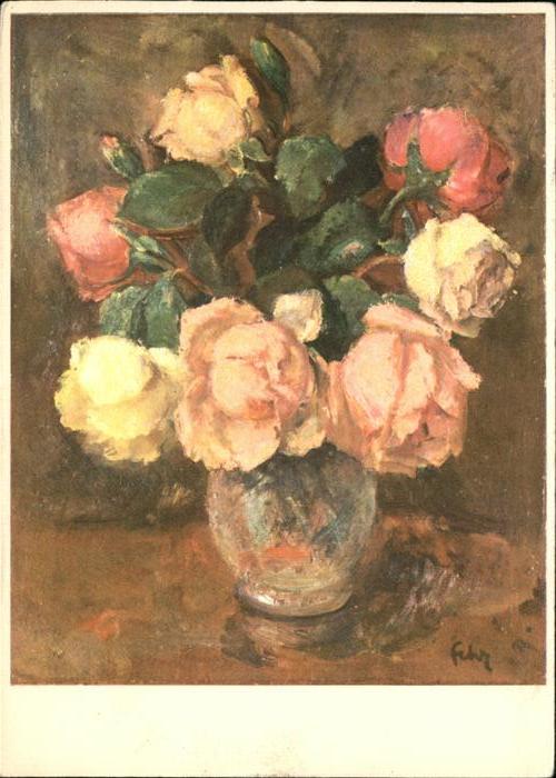 Kuenstlerkarte Henri Fehr Nr. 5 Rosen Geneve