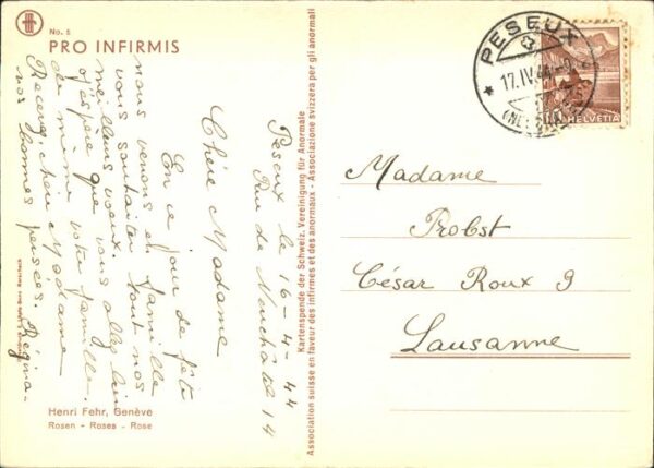 Kuenstlerkarte Henri Fehr Nr. 5 Rosen Geneve – Bild 2