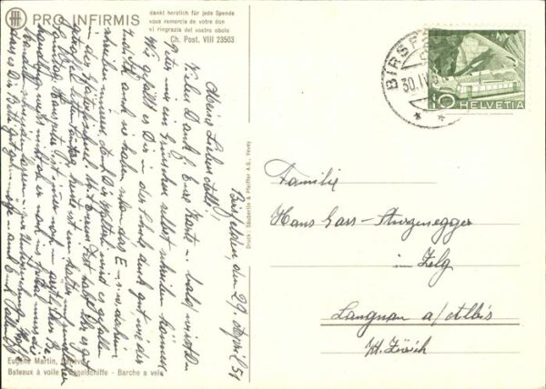 Kuenstlerkarte Eugene Martin Geneve Segelschiffe – Bild 2