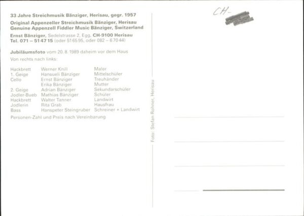 Musikanten Bänziger Appenzell Herisau Alphorn Cell – Bild 2