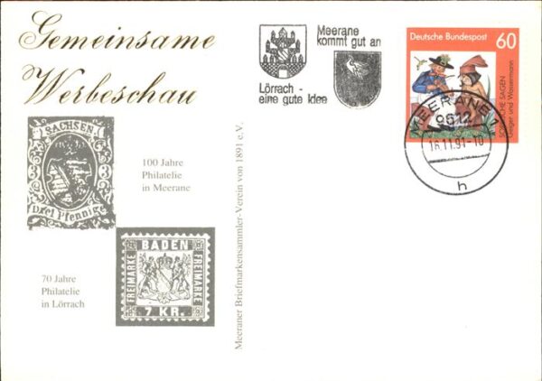 Philatelie Meerane Sachsen Lörrach Baden Werbescha