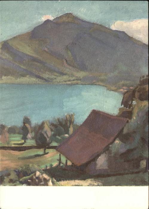 Kuenstlerkarte Reinhold Köndig Landschaft am Zugersee