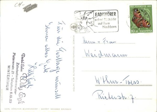 Kuenstlerkarte Carl Zürcher Birmensdorf – Bild 2