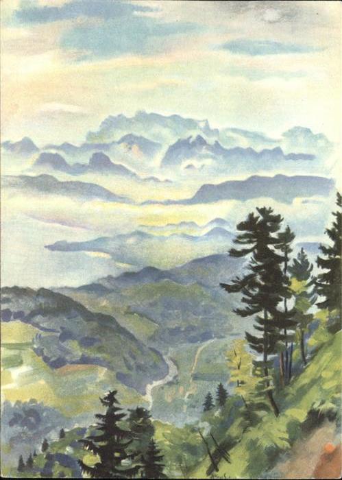 Kuenstlerkarte H. Kasp. Schwarz Sihltal Alpen