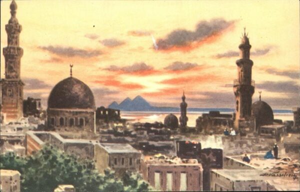 Cairo Egypt at sunset Künstlerkarte