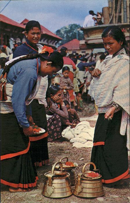 Kathmandu Typical women of Kathmandu valley prepa