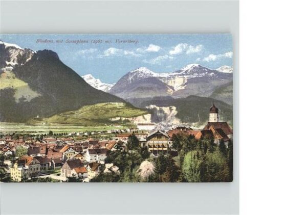 Bludenz Vorarlberg Ortsansicht mit Kirche Scesaplana