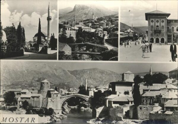 Mostar Moctap Alte Brücke Minarett Panorama
