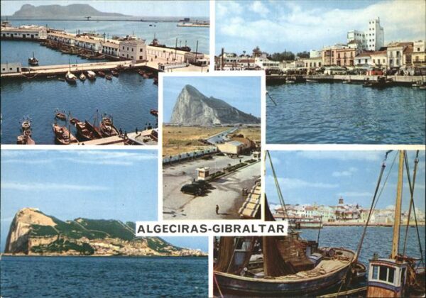 Algeciras Gibraltar Panorama Hafen Felsen Schiffe