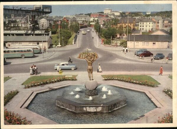 Narvik The Market Square with the Monument of