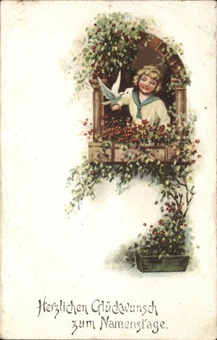 Namenstag Namenskarte Taube Kind