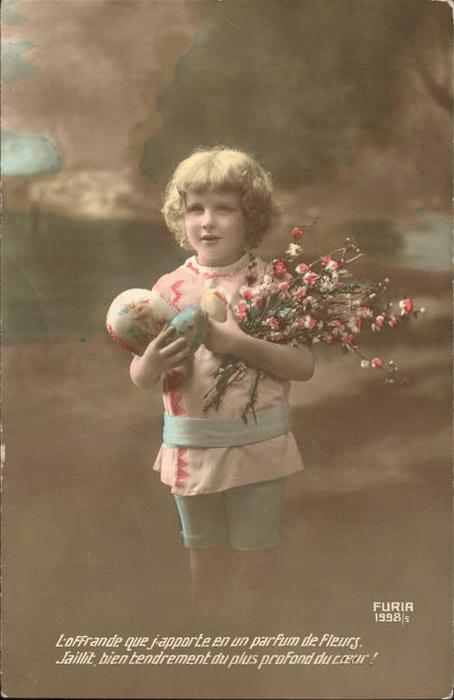 Ostern Easter Paques Kind Ostereier Blumen Frankreich Gedich