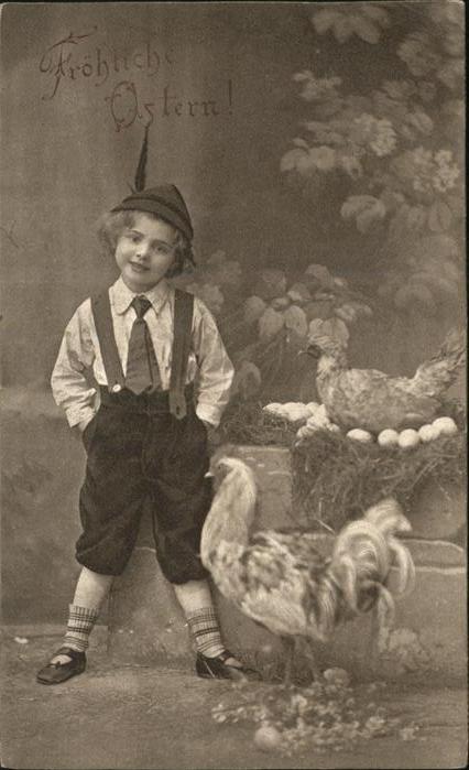 Ostern Easter Paques Hahn Huhn Eier Kind Krawatte