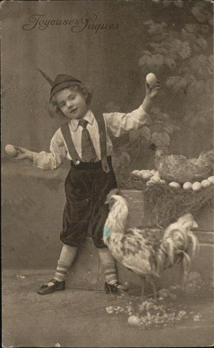 Ostern Easter Paques Hahn Ostereier Huhn Kind Krawatte Frank