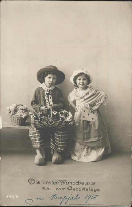 Geburtstag Kinder Pfeife Blumenkorb Trachten