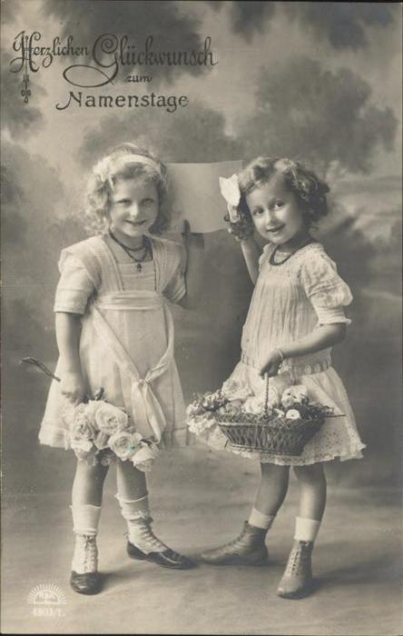 Namenstag Namenskarte Kinder Rosen Blumenkorb