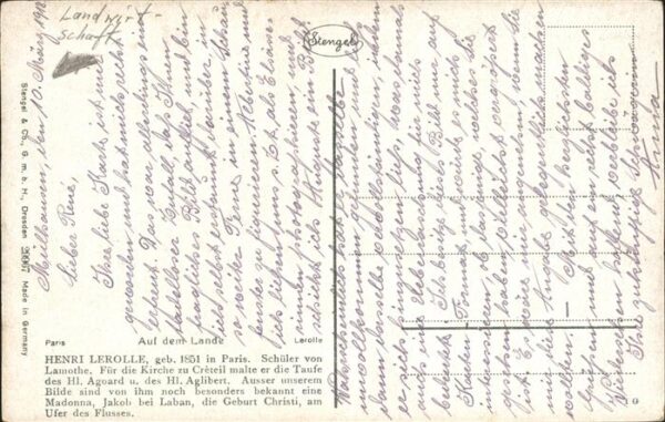 Schafe Hirtin Künstlerkarte Henri Lerolle Pari – Bild 2