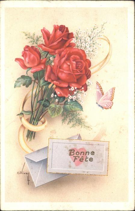 Rosen Schmetterling Brief Glückwunsch Frankre