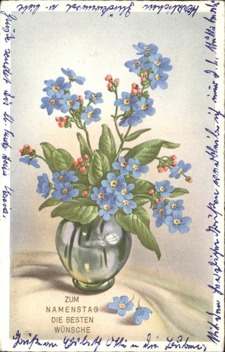 Namenstag Namenskarte Blumen Vase