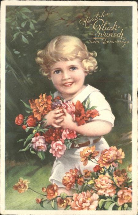 Geburtstag Kind Blumen Künstlerkarte Nr. 3294